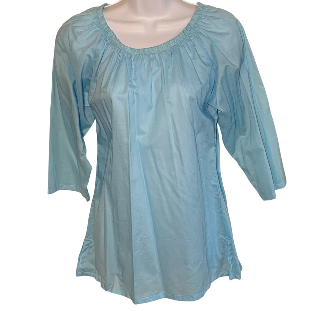 Haley and the Hound Light Blue Tunic 3/4 Sleeve Top - Small- NWOT